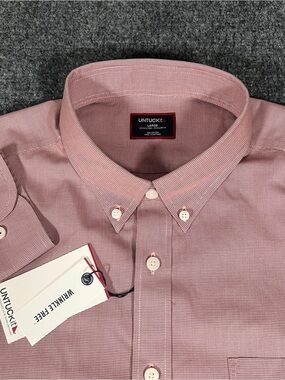 UNTUCKit Cadetto Men’s Large Regular Fit Wrinkle Free Red Button Down Shirt